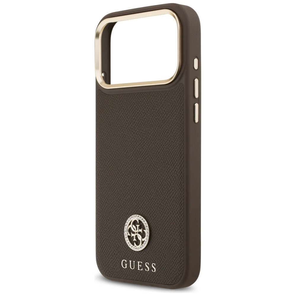 Capa MagSafe para Apple iPhone 17 Pro Max, Guess, Grained Strass Logo, Marrom