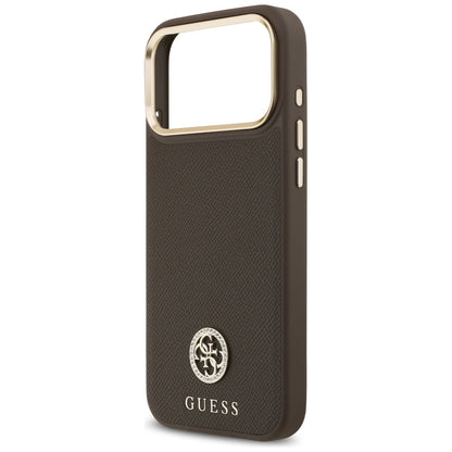 Capa MagSafe para Apple iPhone 17 Pro Max, Guess, Grained Strass Logo, Marrom