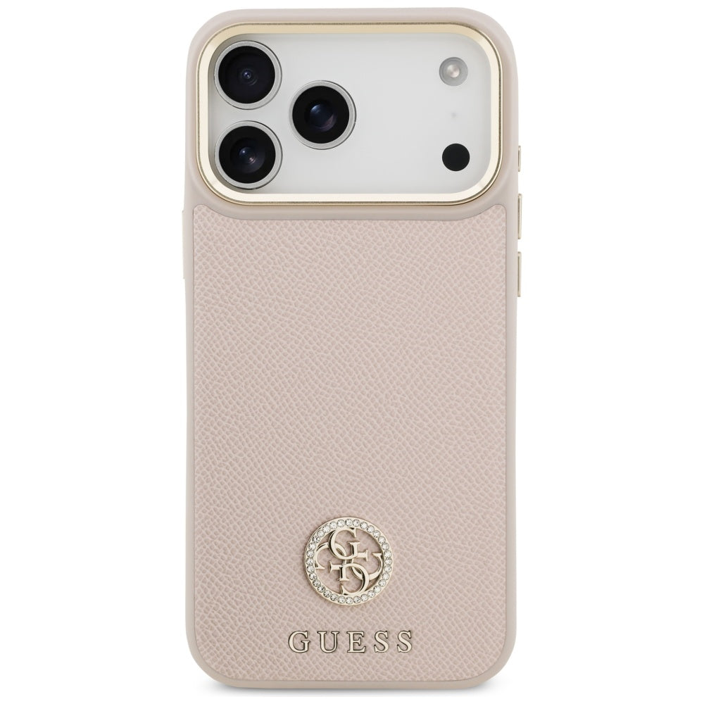 Capa MagSafe para Apple iPhone 17 Pro Max, Guess, Grained Strass Logo, Rosa