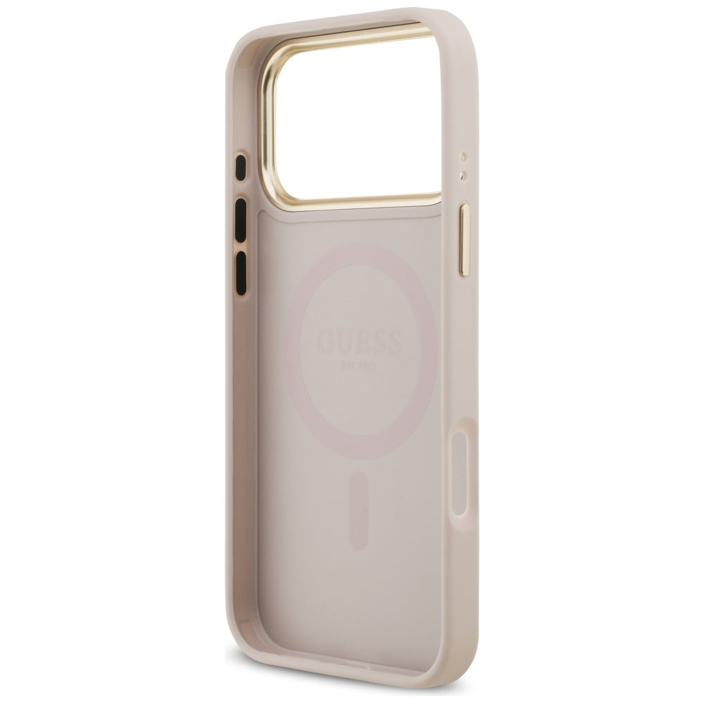 Capa MagSafe para Apple iPhone 17 Pro Max, Guess, Grained Strass Logo, Rosa