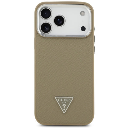Capa MagSafe para Apple iPhone 17 Pro Max, Guess, Logotipo Triângulo Granulado, Marrom
