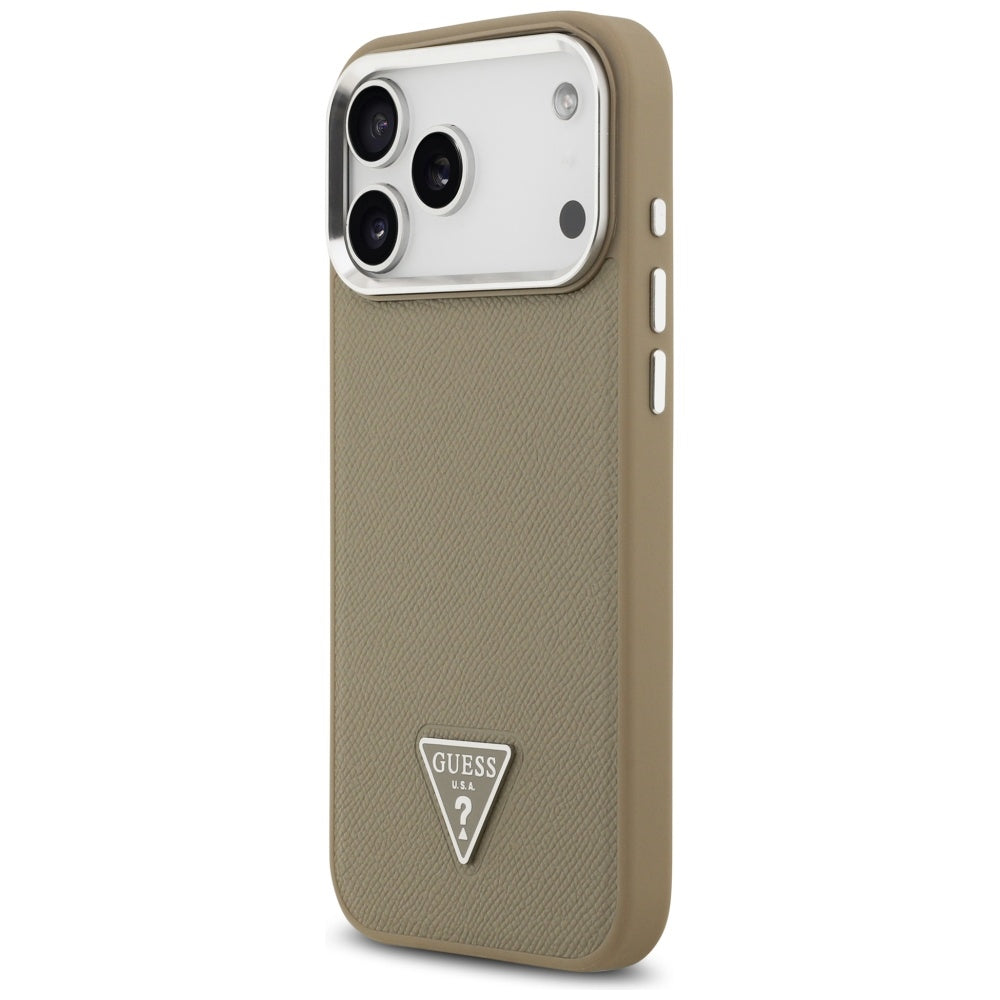 Capa MagSafe para Apple iPhone 17 Pro Max, Guess, Logotipo Triângulo Granulado, Marrom
