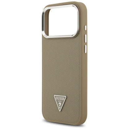 Capa MagSafe para Apple iPhone 17 Pro Max, Guess, Logotipo Triângulo Granulado, Marrom