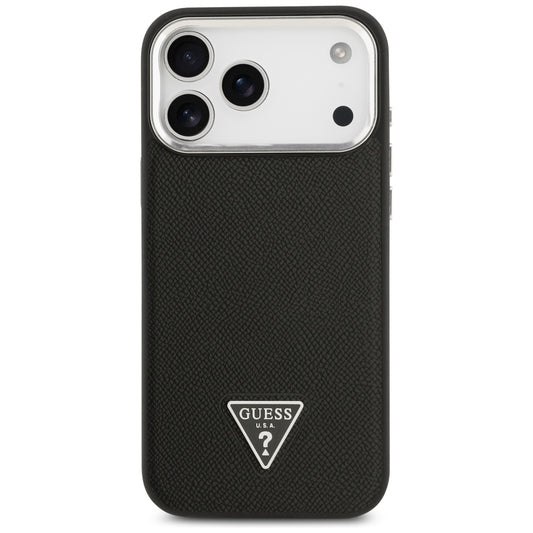 Capa MagSafe para Apple iPhone 17 Pro Max, Guess, Logotipo Triângulo Granulado, Preta