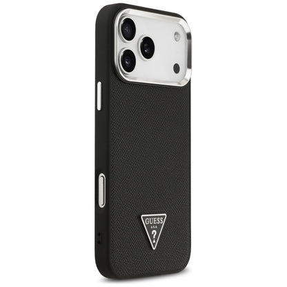 Capa MagSafe para Apple iPhone 17 Pro Max, Guess, Logotipo Triângulo Granulado, Preta