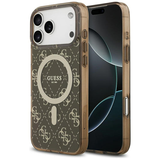 Capa MagSafe para Apple iPhone 17 Pro Max, Guess, IML 4G Background, Castanho