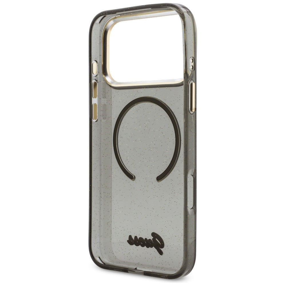 Capa MagSafe para Apple iPhone 17 Pro Max, Guess, IML Glitter Script Strap, Preta
