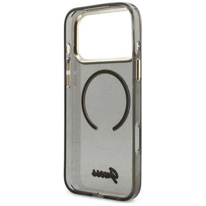 Capa MagSafe para Apple iPhone 17 Pro Max, Guess, IML Glitter Script Strap, Preta