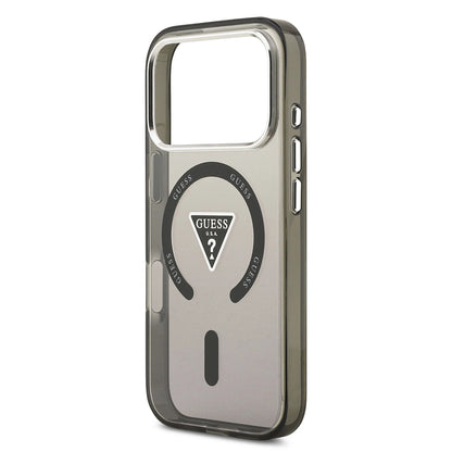 Capa MagSafe para Apple iPhone 17 Pro Max, Guess, IML Gradient Triangle Logo, Preta Prateada
