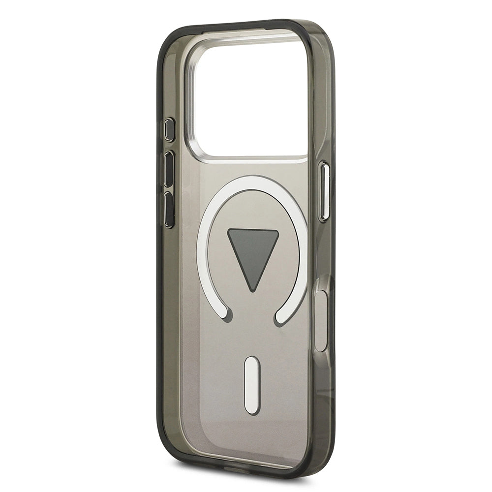 Capa MagSafe para Apple iPhone 17 Pro Max, Guess, IML Gradient Triangle Logo, Preta Prateada