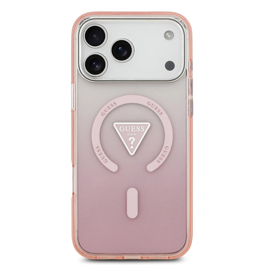 Capa MagSafe para Apple iPhone 17 Pro Max, Guess, Logo Triângulo Gradiente IML, Rosa