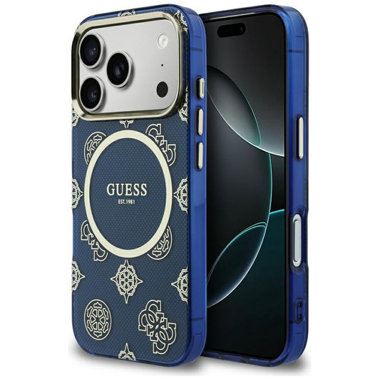 Capa MagSafe para Apple iPhone 17 Pro Max, Guess, IML Peony Dot, Azul