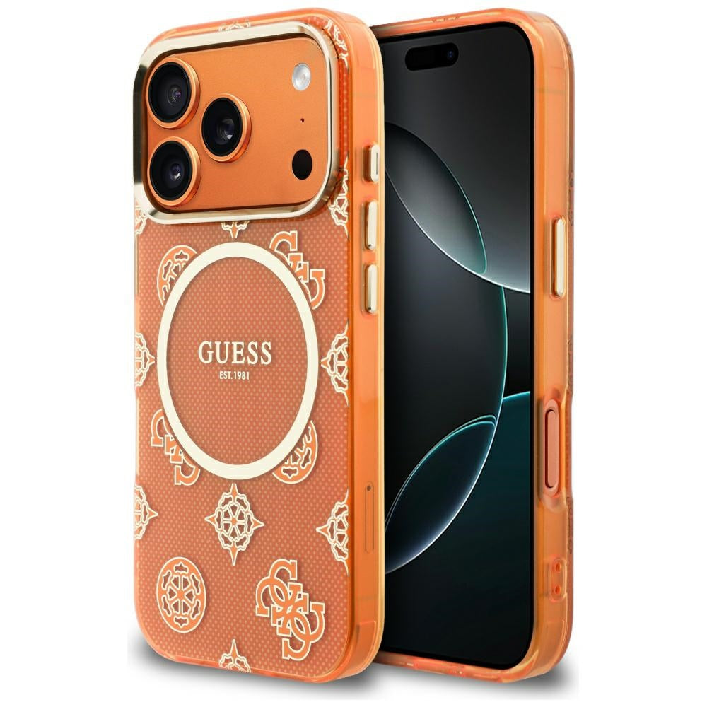 Capa MagSafe para Apple iPhone 17 Pro Max, Guess, IML Peony Dot, Laranja