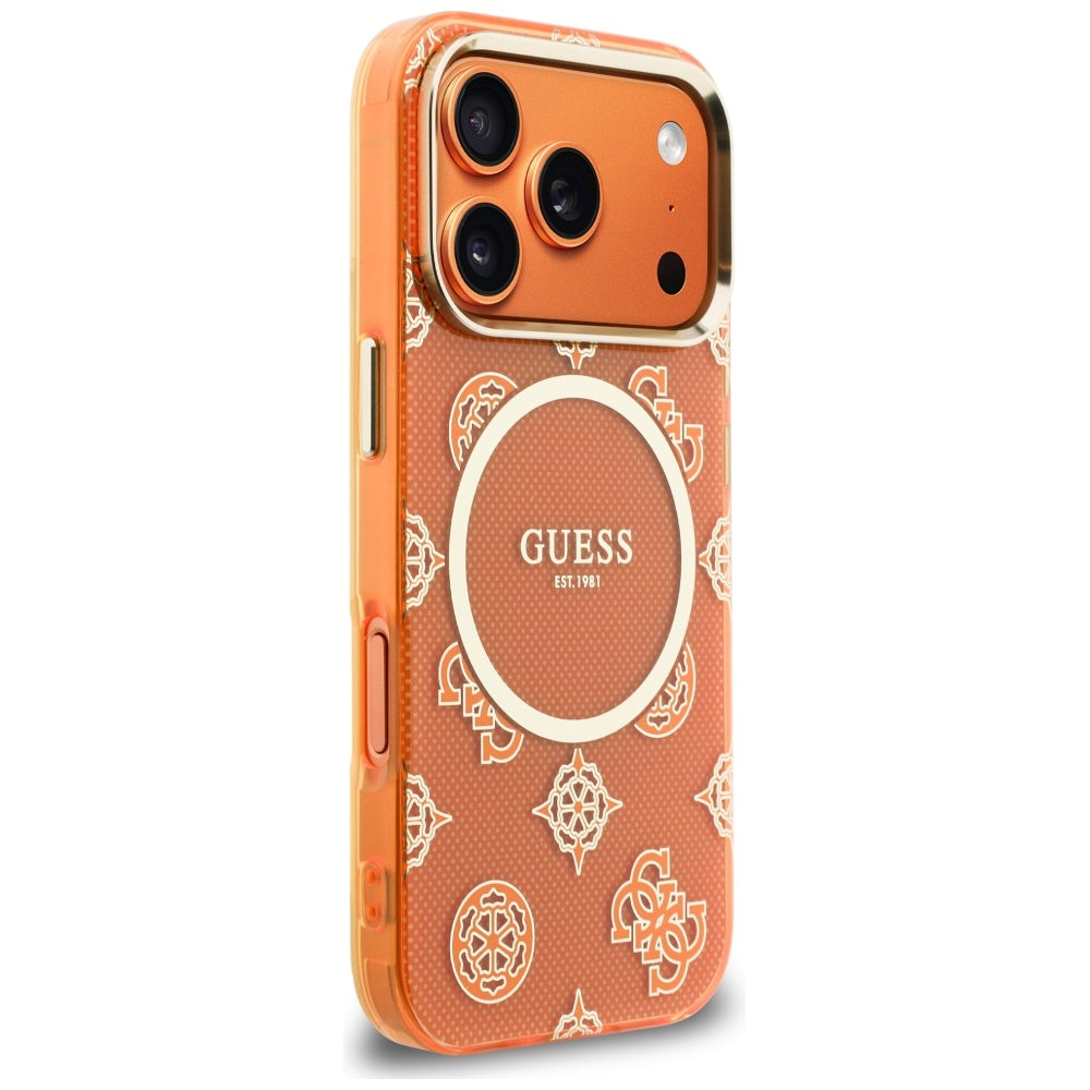 Capa MagSafe para Apple iPhone 17 Pro Max, Guess, IML Peony Dot, Laranja