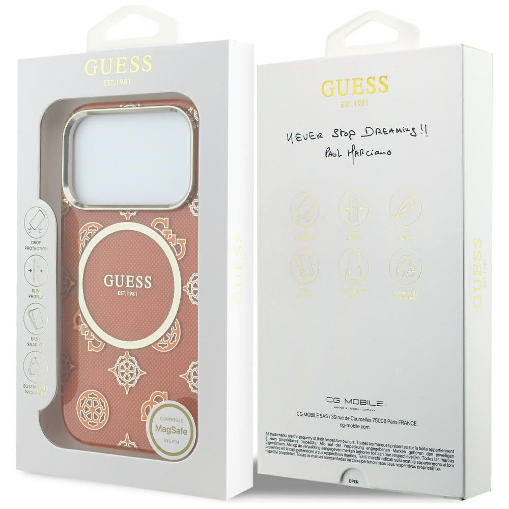 Capa MagSafe para Apple iPhone 17 Pro Max, Guess, IML Peony Dot, Laranja