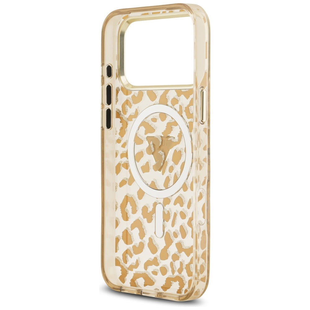 Capa MagSafe para Apple iPhone 17 Pro Max, Guess, Leopard Glitter, Marrom