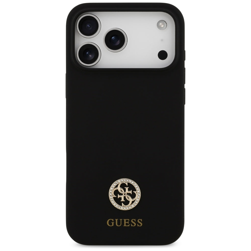 Capa MagSafe para Apple iPhone 17 Pro Max, Guess, Logo Strass 4G, Preta