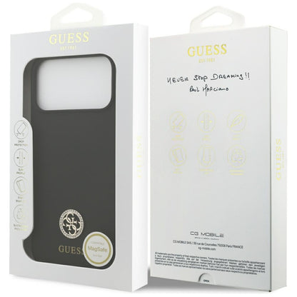 Capa MagSafe para Apple iPhone 17 Pro Max, Guess, Logo Strass 4G, Preta
