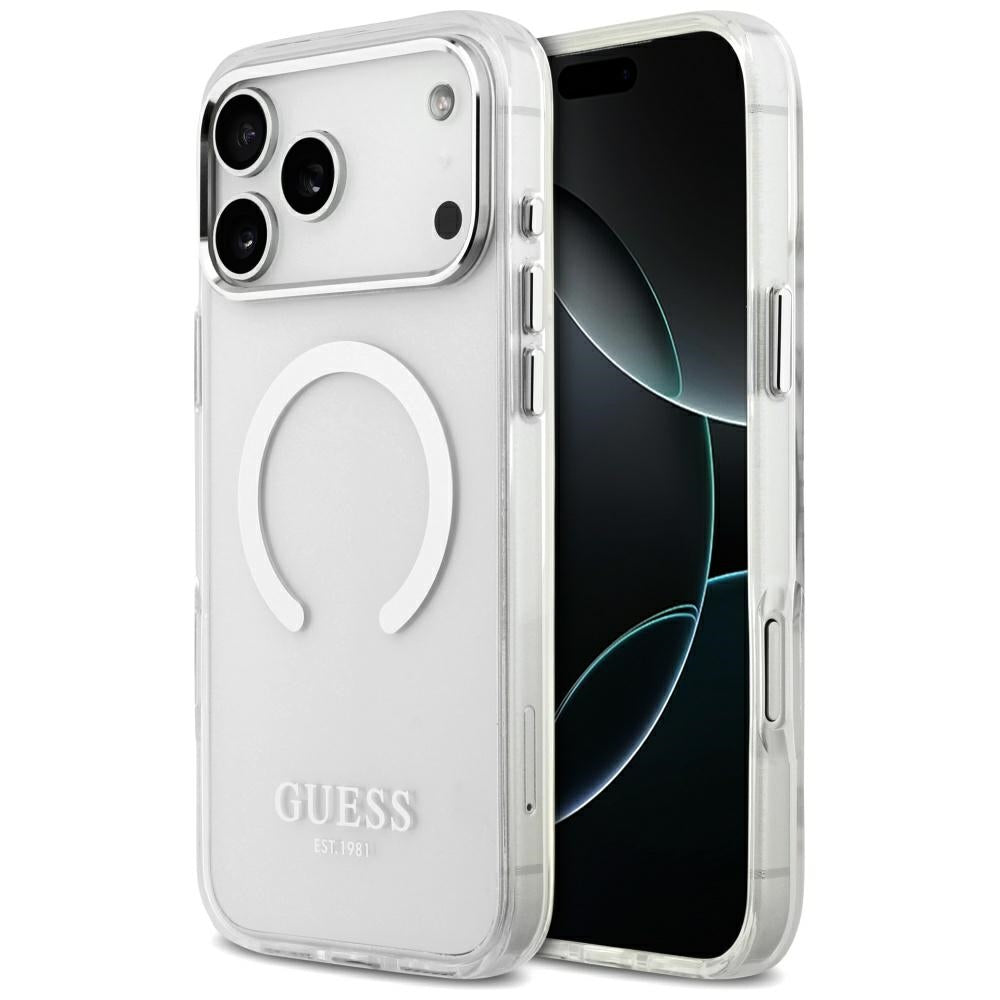 Capa MagSafe para Apple iPhone 17 Pro Max, Guess, Metal Outline, Prateada