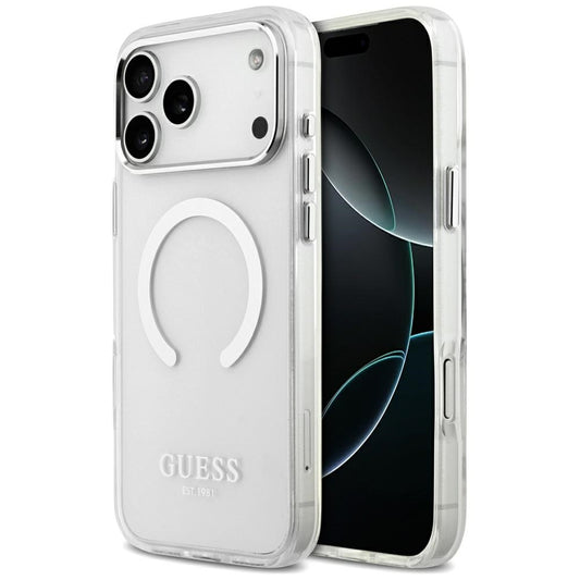 Capa MagSafe para Apple iPhone 17 Pro Max, Guess, Metal Outline, Prateada