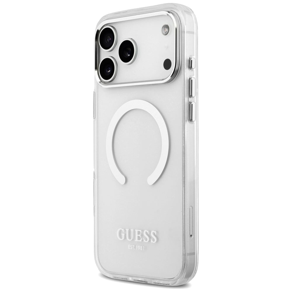 Capa MagSafe para Apple iPhone 17 Pro Max, Guess, Metal Outline, Prateada