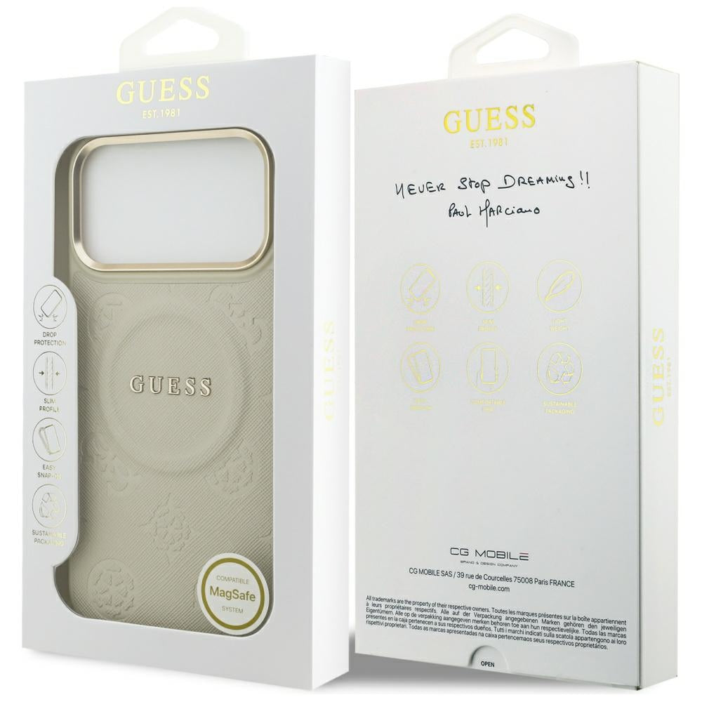 Capa MagSafe para Apple iPhone 17 Pro Max, Guess, Peony Hot Stamp, Bege