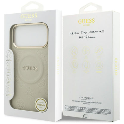 Capa MagSafe para Apple iPhone 17 Pro Max, Guess, Peony Hot Stamp, Bege