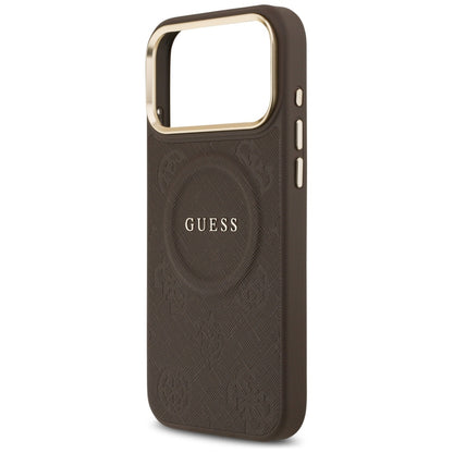 Capa MagSafe para Apple iPhone 17 Pro Max, Guess, Peony Hot Stamp, Marrom