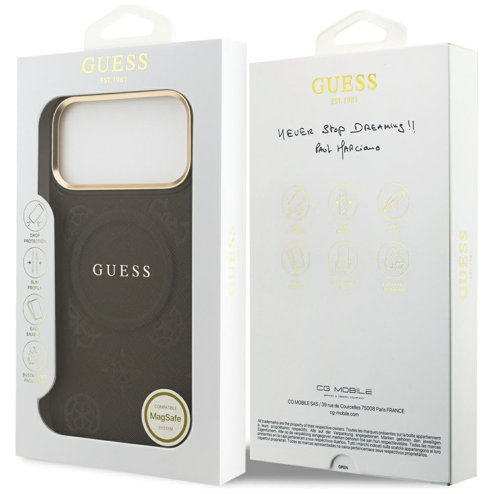 Capa MagSafe para Apple iPhone 17 Pro Max, Guess, Peony Hot Stamp, Marrom