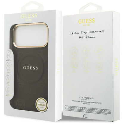 Capa MagSafe para Apple iPhone 17 Pro Max, Guess, Peony Hot Stamp, Marrom