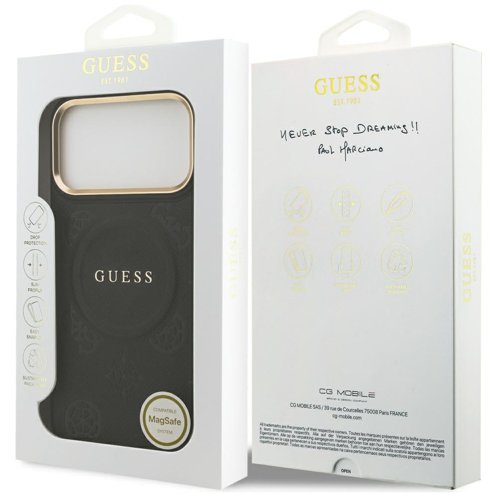 Capa MagSafe para Apple iPhone 17 Pro Max, Guess, Peony Hot Stamp, Preta