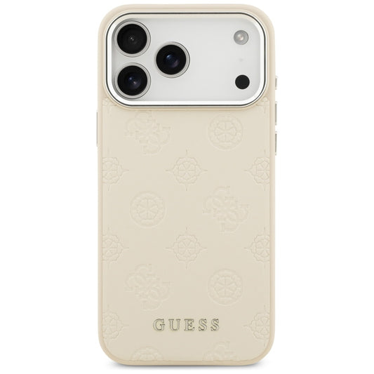 Capa MagSafe para Apple iPhone 17 Pro Max, Guess, Peony Hot Stamp Script, Bege