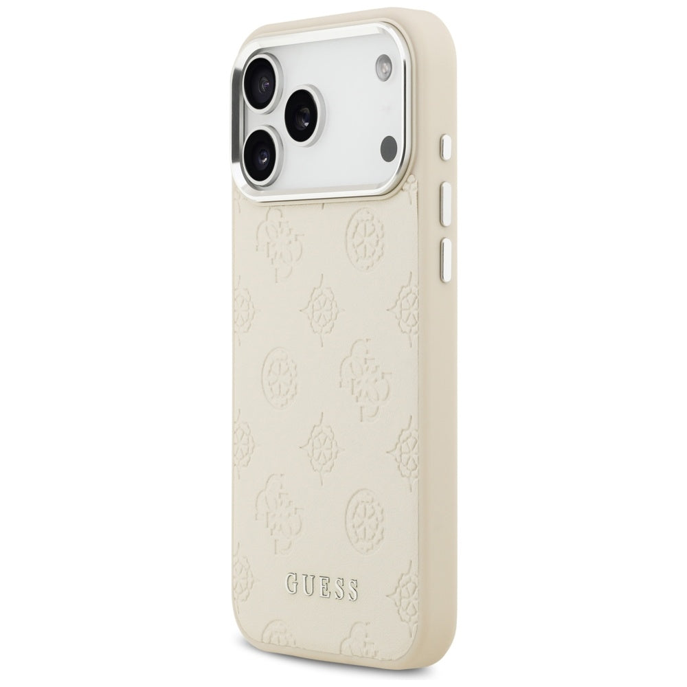 MagSafe Case for Apple iPhone 17 Pro Max, Guess, Peony Hot Stamp Script, Beige