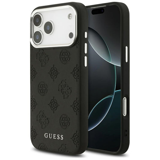 Capa MagSafe para Apple iPhone 17 Pro Max, Guess, Peony Hot Stamp Script, Preta