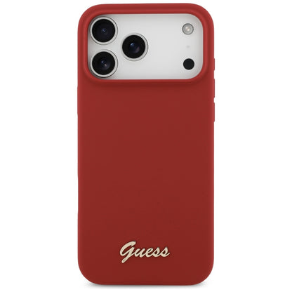 Capa MagSafe para Apple iPhone 17 Pro Max, Guess, Script Metal Logo, Vermelha