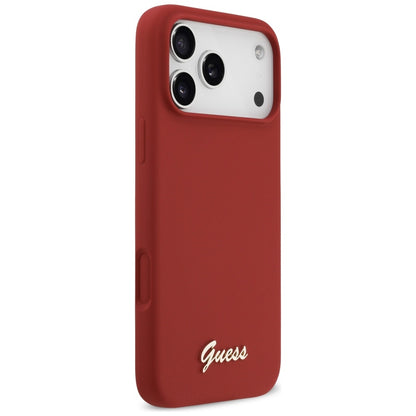 Capa MagSafe para Apple iPhone 17 Pro Max, Guess, Script Metal Logo, Vermelha