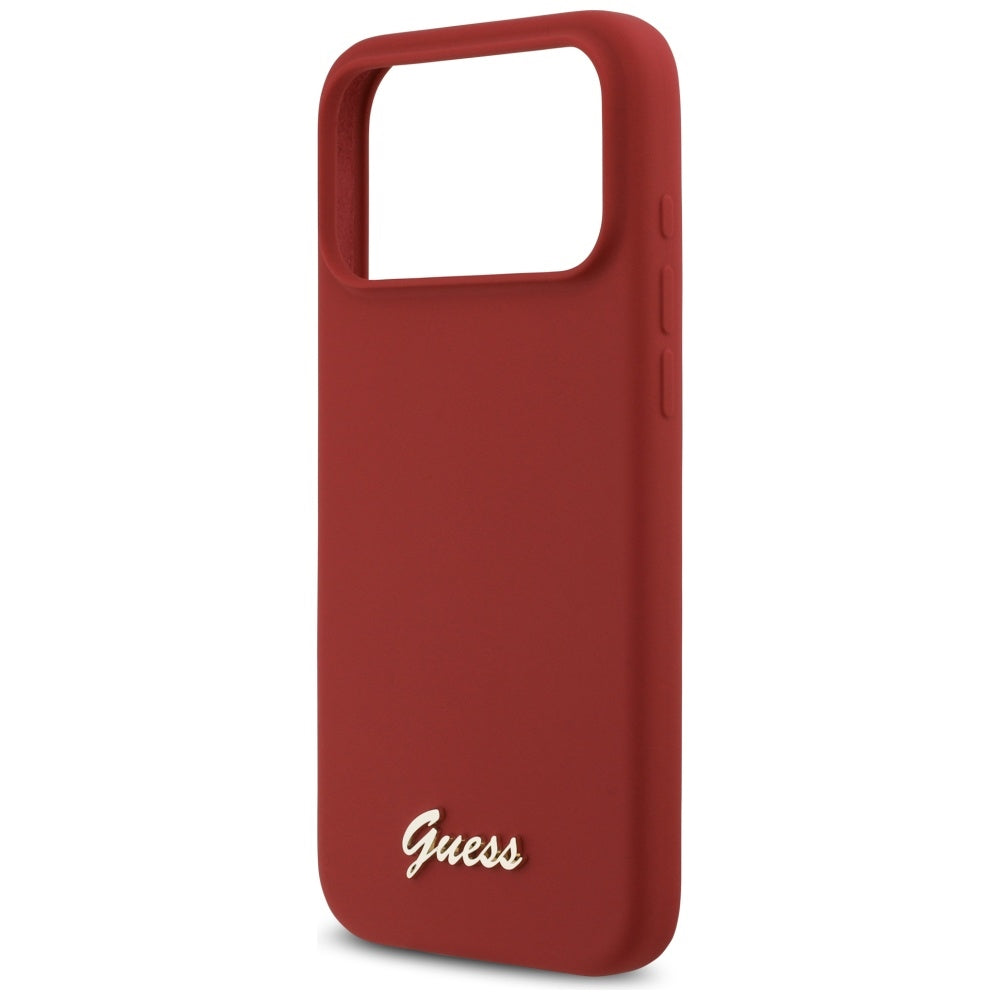 Capa MagSafe para Apple iPhone 17 Pro Max, Guess, Script Metal Logo, Vermelha