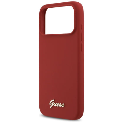 Capa MagSafe para Apple iPhone 17 Pro Max, Guess, Script Metal Logo, Vermelha