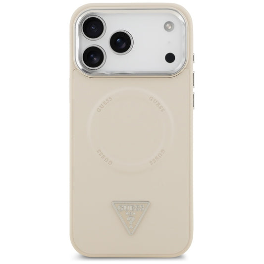 Capa MagSafe para Apple iPhone 17 Pro Max, Guess, Logotipo Triangular, Bege Prateado