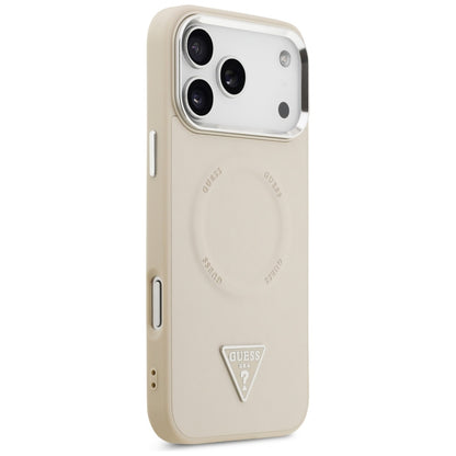 Capa MagSafe para Apple iPhone 17 Pro Max, Guess, Logotipo Triangular, Bege Prateado
