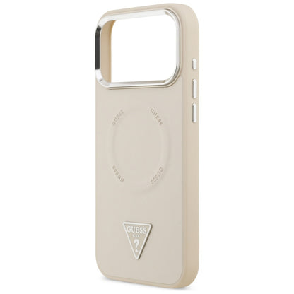 Capa MagSafe para Apple iPhone 17 Pro Max, Guess, Logotipo Triangular, Bege Prateado