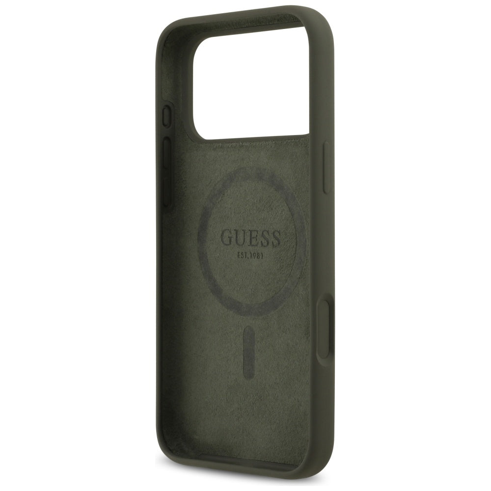 Capa MagSafe para Apple iPhone 17 Pro Max, Guess, Logotipo Triangular, Caqui