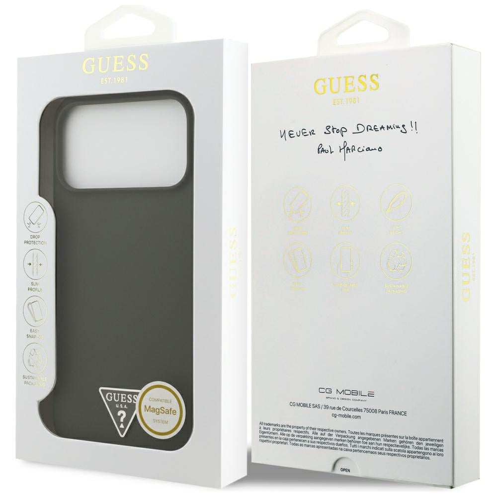 Capa MagSafe para Apple iPhone 17 Pro Max, Guess, Logotipo Triangular, Caqui