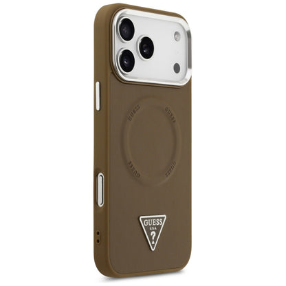 Capa MagSafe para Apple iPhone 17 Pro Max, Guess, Logo Triângulo, Marrom Prateado