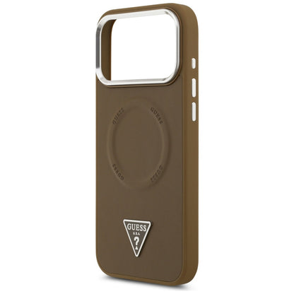 Capa MagSafe para Apple iPhone 17 Pro Max, Guess, Logo Triângulo, Marrom Prateado