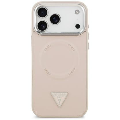 Capa MagSafe para Apple iPhone 17 Pro Max, Guess, Logo Triângulo, Rosa Prateado