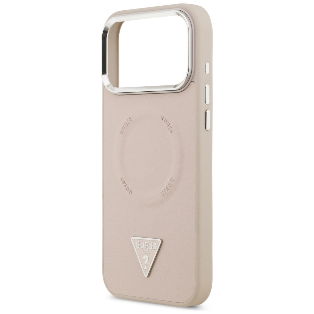 Capa MagSafe para Apple iPhone 17 Pro Max, Guess, Logo Triângulo, Rosa Prateado