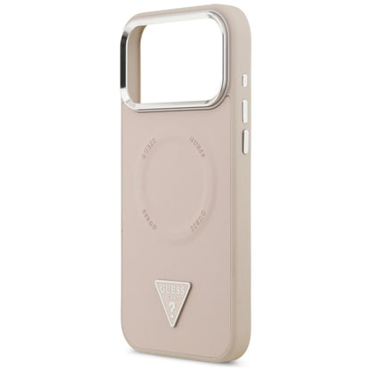 Capa MagSafe para Apple iPhone 17 Pro Max, Guess, Logo Triângulo, Rosa Prateado