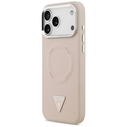 Capa MagSafe para Apple iPhone 17 Pro Max, Guess, Logo Triângulo, Rosa Prateado