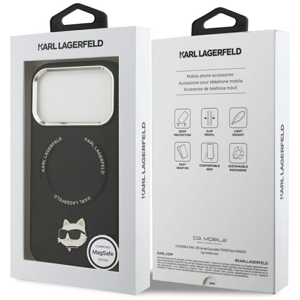 Capa MagSafe para Apple iPhone 17 Pro Max, Karl Lagerfeld, Choupette Pin, Preta